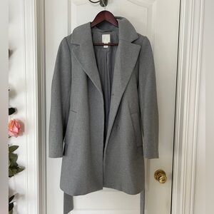 Grey felt coat with removable fur